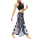 thumbnail image 3 of VISgogo Pantalones de pierna ancha de verano para mujer, pantalones sueltos sueltos de tiro medio con estampado bohemio con divisiones para yoga, playa, vacaciones VISgogo  moda, 3 of 7