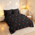 thumbnail image 2 of Homewish Cartoon Plant Mushrooms 7-Piece Twin Bedding,Cute Bowtie Bedding Comforter Set,Red Black,Black Reversible, 2 of 8
