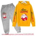 thumbnail image 3 of Christmas Hoodie Set Kids Clothes Girls Hooded Tracksuit Boys Santa Claus Sweatshirt 2pcs Children Stranger Things Clothing, 3 of 5