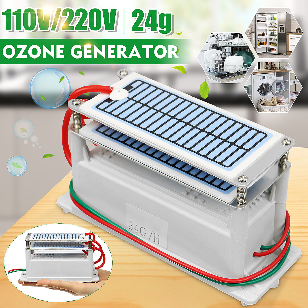 Ozone Treatment Generator 24g/h 220V Portable Ozonizer Air and Water Sterilizer 