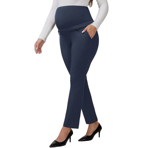 DARING DIVA Women's Pregnancy Pants Skinny Leg Over Belly Trousers 2XL Blue