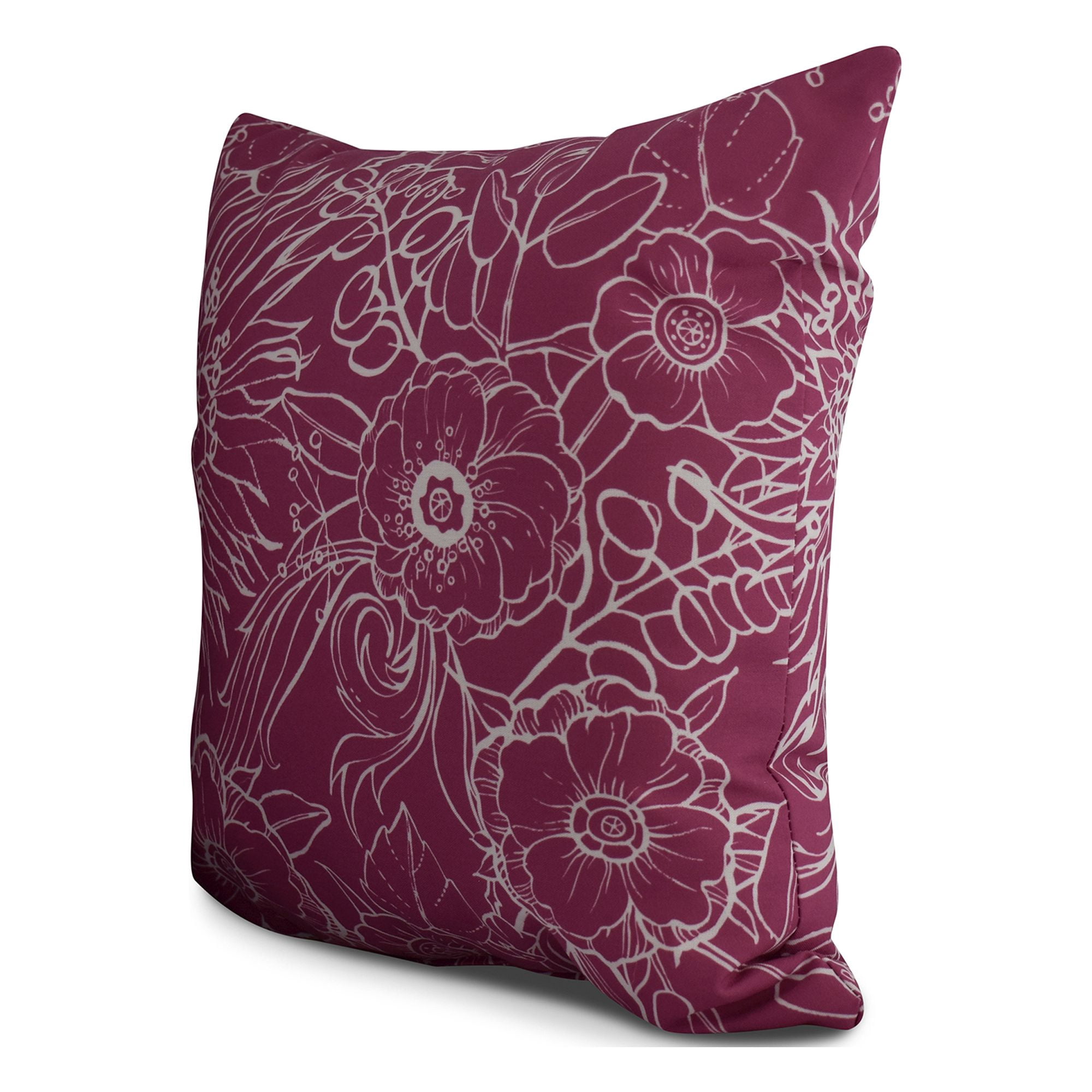 Simply Daisy, 18" x 18" Zentangle 4, Floral Print Outdoor Pillow, Pink