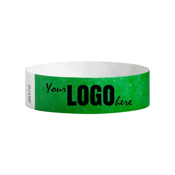 WristCo Kelly Green Custom Imprint Wristbands - 200 Count Tyvek ¾” x 10”- Add Any Text Logo and Image & Receive Printed Wrist Band Bracelets for Events Concert Party Festival Security Admission VIP