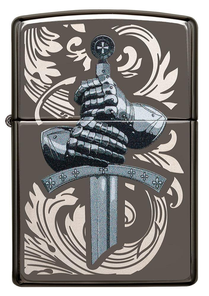 Zippo Knights Glove Design Black Ice Pocket Lighter