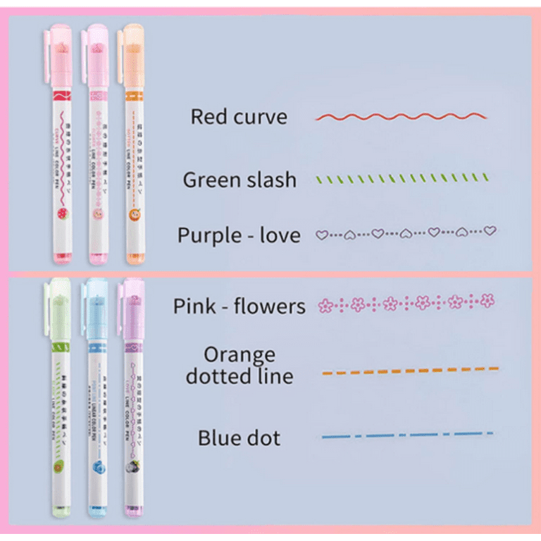 Aesthetic Highlighter Pen Set,8 Different Shapes Dual Tip Markers