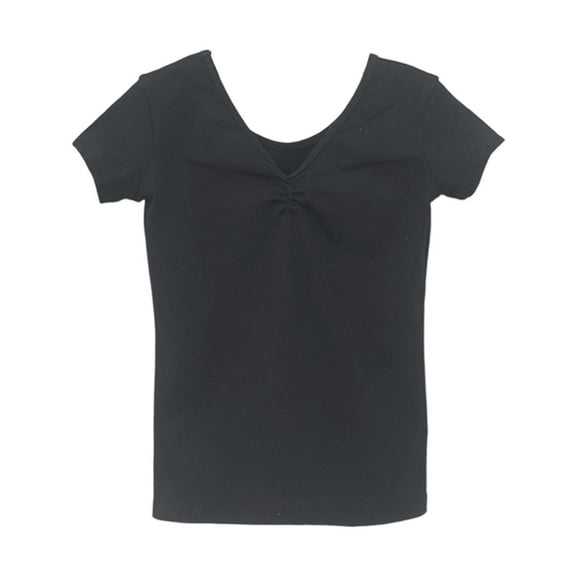 Kiijoy Little Girls V Neck Short Sleeve T-Shirt Solid Casual Sports T Shirt, Sizes 5-6