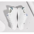 thumbnail image 3 of LUCKY STEP Stylish Star Low Top Lace Up Sneaker Comfort Walking Shoes,White/Denim Blue PU,Womens, 3 of 10