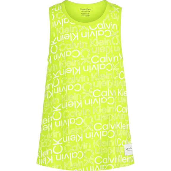 Calvin Klein LIME PUNCH Performance Big Girls Logo-Print Tank, US XL/TG/EG(16)