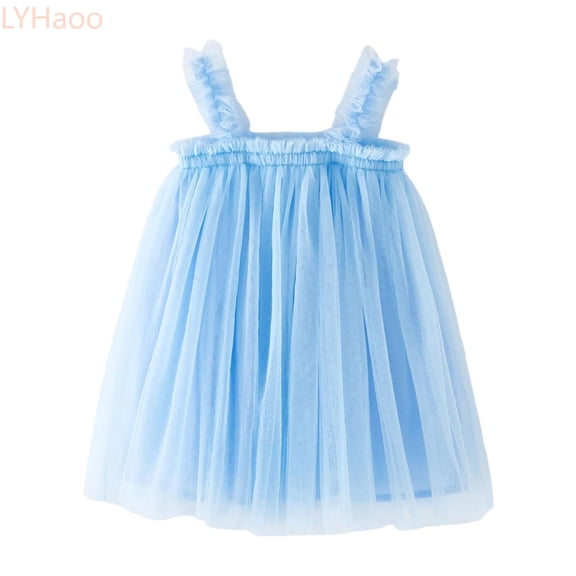 LYHaoo Toddler Girls Sleeveless Tulle Holiday Party Dress Dance Party Princess Dresses Clothes,Princess Casual Dresses Sizes 2-3 Years Blue