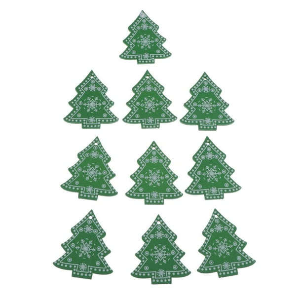 20 piezas de formas de madera navideña natural para colgar en el árbol de Navidad Verde