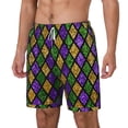 thumbnail image 2 of Uemuo Mardi Gras Shiny Green Purple Pattern Mens Swim Trunks Quick Dry Board Shorts with Mesh Lining, Stretch Beach Shorts Quick Dry No-Chafing Board Shorts-3X-Large, 2 of 9