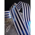 thumbnail image 2 of AK-Trading 1.5" x 25 Yards Metallic Striped Gift Wrap & Craft Ribbon - Blue & Ivory, 2 of 2