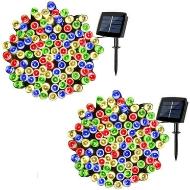 QiShi Christmas Lights Solar String Lights 72ft 200 LED Fairy Lights 8 Modes Ambiance Lighting for Outdoor Patio Lawn Landscape Garden Home Wedding (Multi-Color)-2PACK