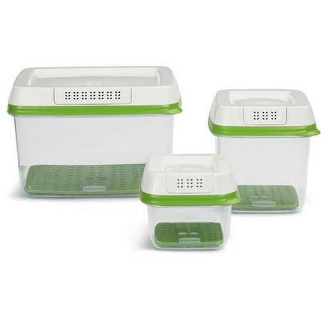 Rubbermaid FreshWorks Produce Saver Food Storage Container, 3-Piece Set With Lids, Green