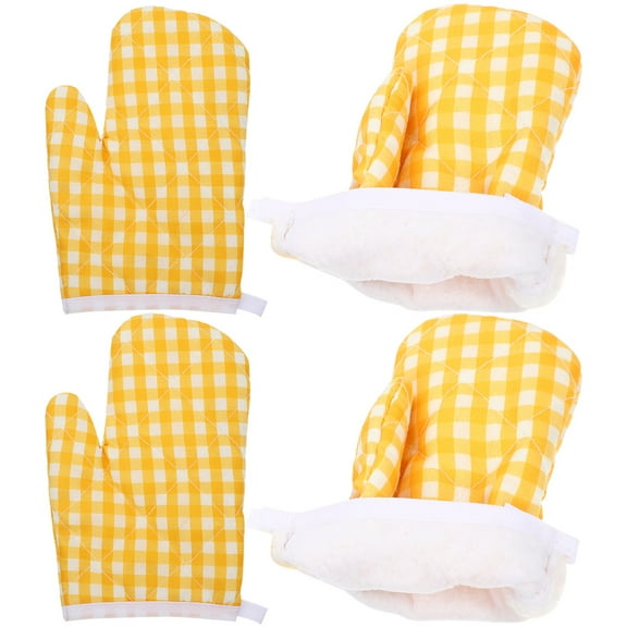 HONMEET Kids Play Oven Mitts Heat Resistant Cooking Gloves Polyester 4Pcs 7.1X4.7X0.8In