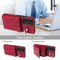 thumbnail image 4 of for Samsung Galaxy A53 5G PU Leather Back + TPU Frame Rugged Case, Classic 360 Rotating Ring Kickstand Card Slots Shoulder Strap Drop Protective Slim Fit Shockproof Phone Case Cover, Red, 4 of 12