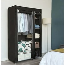 Zimtown Portable Closet, 42'' x 18'' x 67'' Clothes Wardrobe Rack Bedroom Organizers and Storage, Black