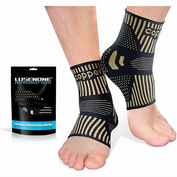 wonima11 Lusenone Copper Ankle Brace Support for Men & Women (Pair), Best Ankle Compression Sleeve Socks for Plantar Fasciitis, Sprained Ankle, Achilles Tendon, Pain Relief, Recovery, Sports