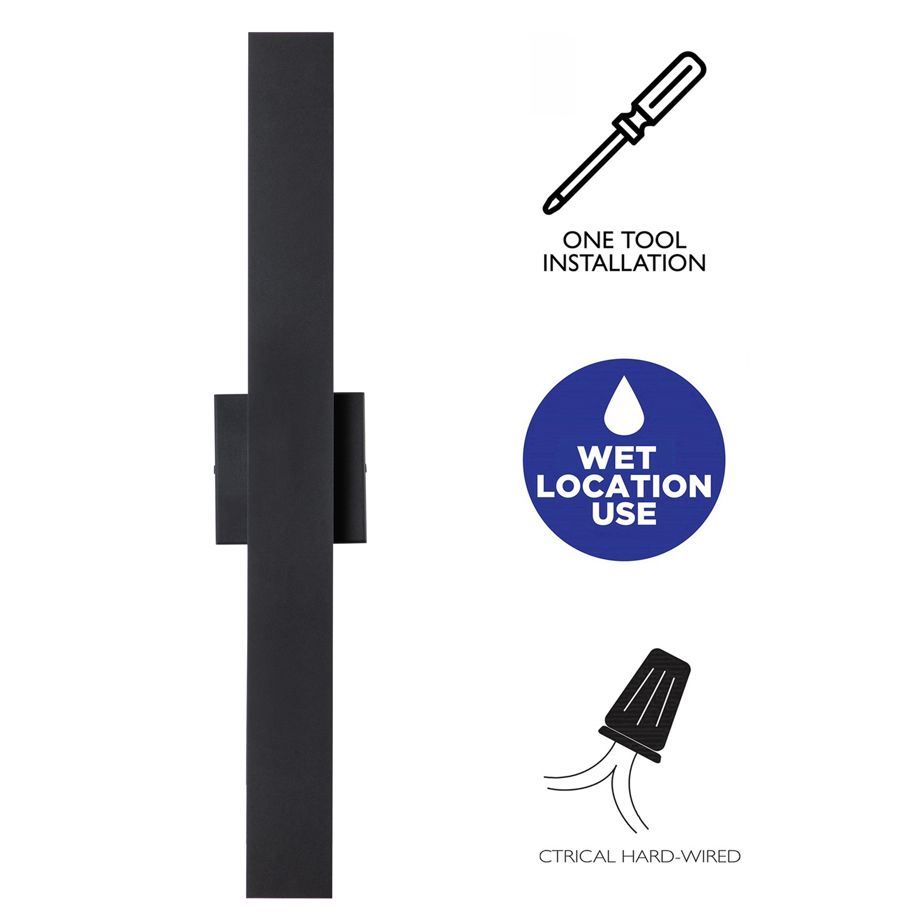 C Cattleya 2-Light Outdoor Wall Light Integrated LED Wall Sconce with Matte Black Finish