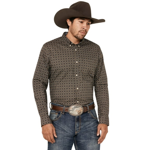 Cody James Men's Money Maker Print Long Sleeve Button-Down Western Shirt - CJSP23W14-DKBRN Medium