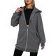 thumbnail image 3 of Sudadera con Capucha y Cremallera para Mujer, Estilo Oversize, de Forro , Larga, Informal, para Otoño, con Bolsillo Gris Oscuro M, 3 of 9