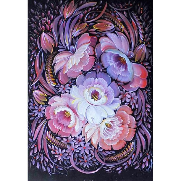 Pintura de diamantes (DB5370) Flores y hierbas Pared de diamantes de imitación redonda completa 30x40cm FLhrweasw Nuevo