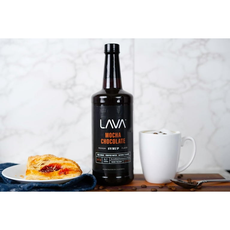 LAVA Mocha Chocolate Syrup, Coffee Sweetener, 33.8oz, Made with