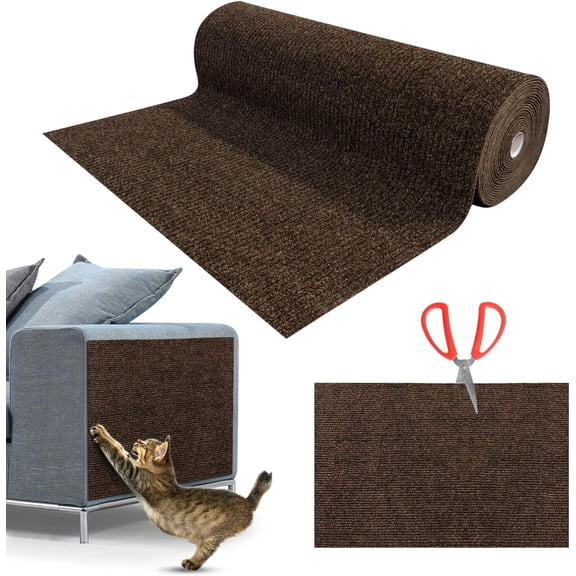 KISPATTI Cat Scratcher Mat, 78.7"x15.7" Self-Adhesive Trimmable Cat Scratching Pad with Scissor, Cat Wall Climbing Scratcher Mat for Furniture Couch Protection