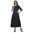 thumbnail image 2 of Moomaya Robes Chinoises pour Femmes Robe Longue Unie en Coton Slub à Manches Retroussables, 2 of 5