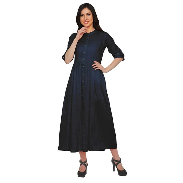 Casual Solid Slit Mandarin Collar A Line Dresses Casual Solid Slit Mandarin Collar A Line Dresses