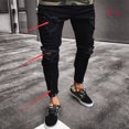 thumbnail image 3 of Men Slim Biker Denim Jeans Skinny Frayed Pants Distressed Rip Troursers Zipper I, 3 of 5