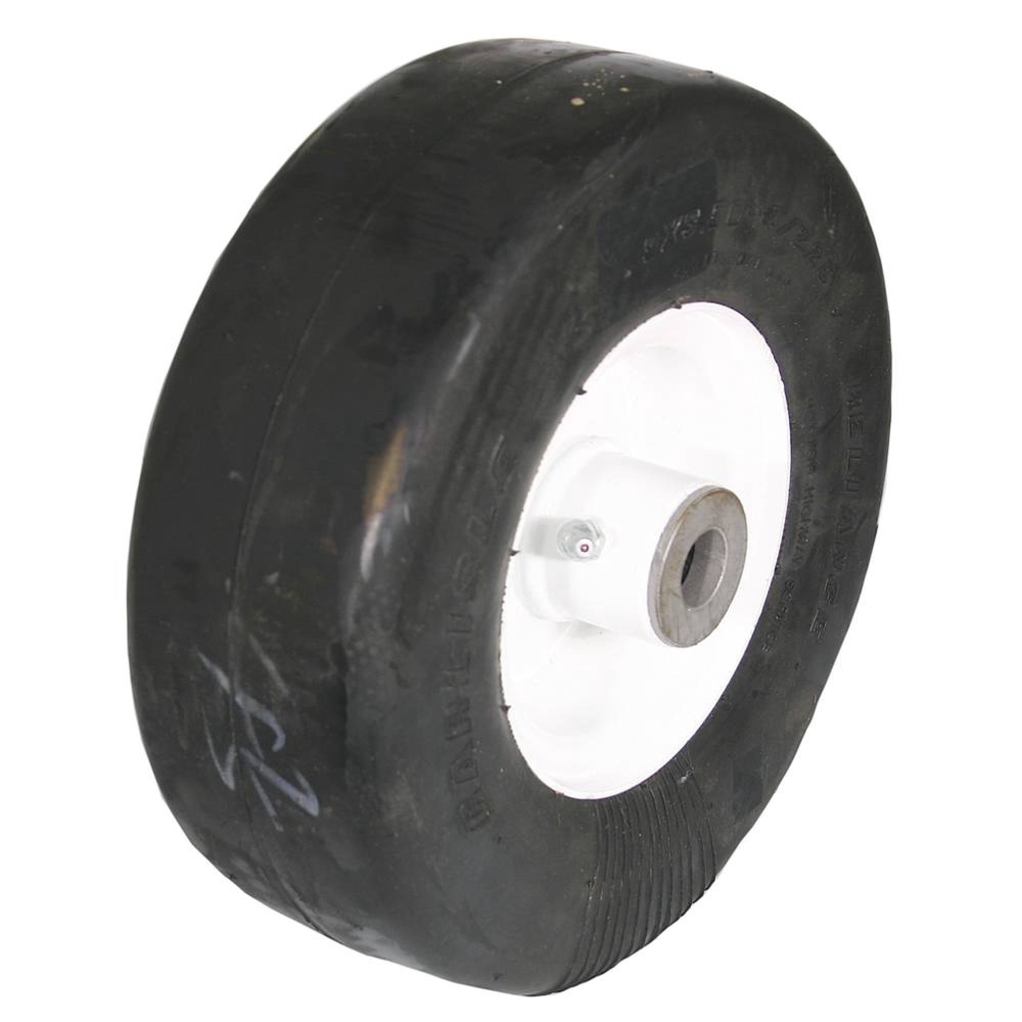 Solid Flat Free Wheel Assembly 9x3.50-4 Smooth 3/4 Bore 4 Hub Steel Bearings Compatible with John Deere F500 F700 F710 F725 Walk Behind 38 48 54 Mower Replaces AM115510 Stens 175-506