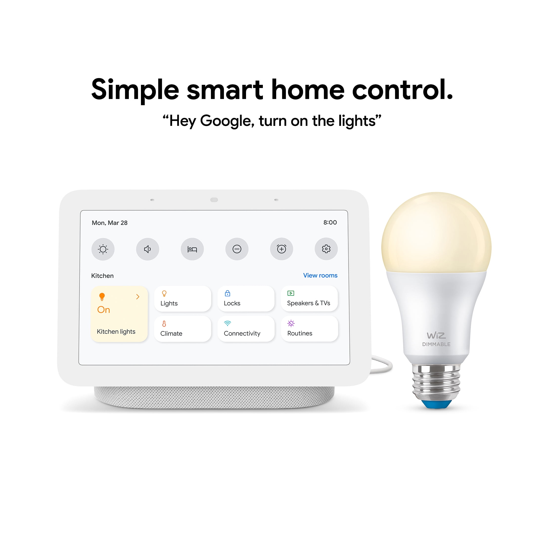 Google Nest Hub (Gen 2) Smart Home display - Wiz Smart Wi-Fi Connected Light Bulb - Chalk Walmart.com