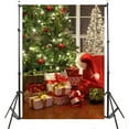 thumbnail image 2 of ABPHOTO Polyester 5x7ft Christmas Backdrop Xmas Decoration Tree Gifts Red Balls Twinkle Stars Lights Gifts Wood Plank Interior Photography Background Happy New Year Photo Studio Props, 2 of 3