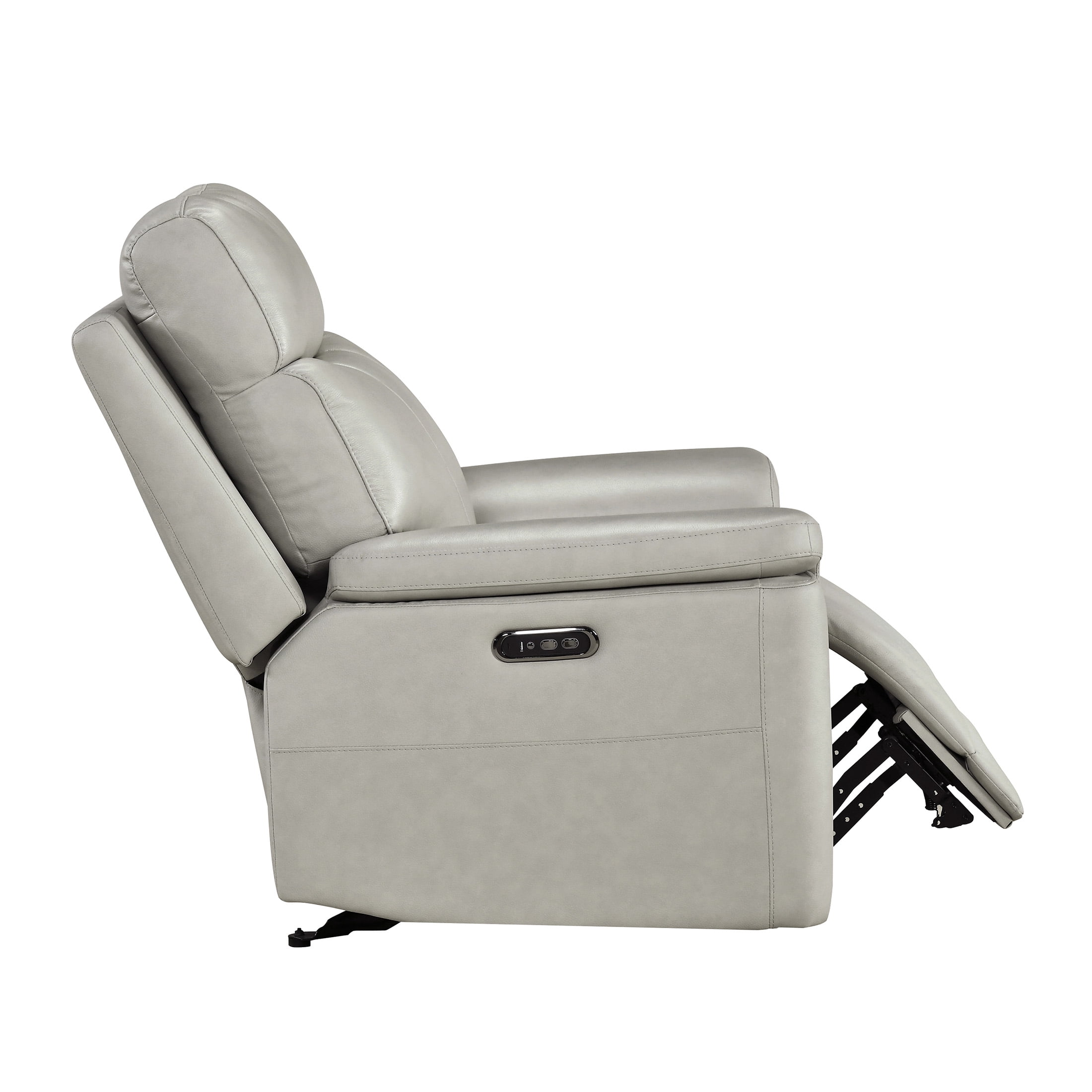 OakvillePark Aurevia Leather Match Power Glider Reclining Chair with Power Headrest, Light Gray