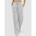 thumbnail image 7 of MLDRA Women's Sweatpants Fleece Lined Wide Leg Joggers Baggy Lounge Pants with Drawstring Elastic Waist and Pockets Fall Winter 2025 Grey, 7 of 7