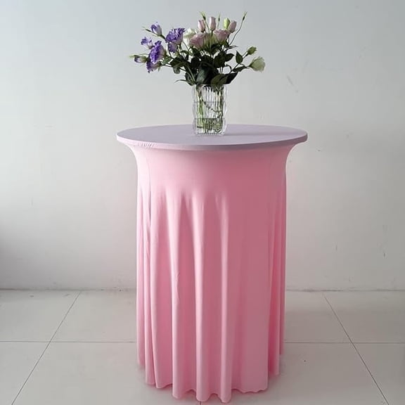 New Home Era Premium Table Cloth Cover with Skirt – Spandex Fitted Tablecloth for High Top Tables, Ideal for Wedding, Banquet, Trade Show & Party Decor ( Light Pink)