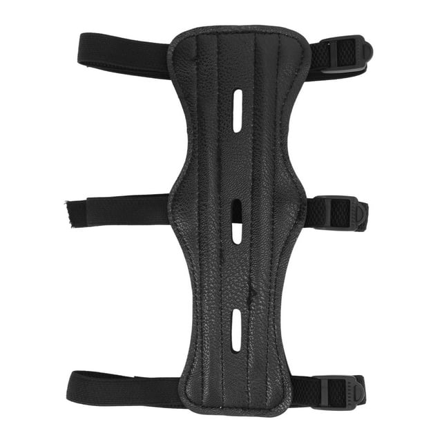 Protector de brazo de tiro con arco de cuero de vaca con correa ajustable para práctica de tiro de caza.