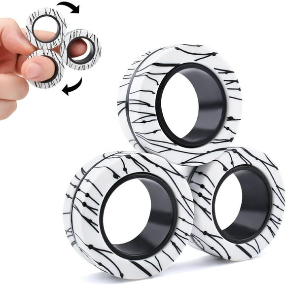 czcpp-Magnetic Ring - Fidget Toys Adults Set,3 PCS Fidget Rings Spinner Toys Teens,Fun Spin Ring Finger for ADHD Anxiety Stress Relief Toys, Birthday Gifts for 3-8-12 +Year Old Boys Kids Presents