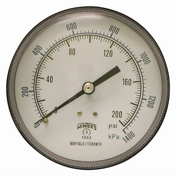 Winters Pressure Gauge,3-1/2" Dial Size,Black P1S566