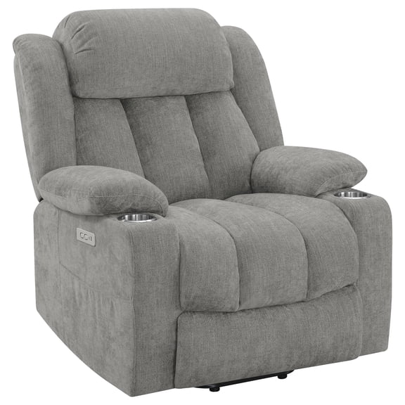 Limi Power Lift Recliner Chair, Light Gray, USB Port, Cupholders