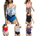 thumbnail image 6 of Women One Piece Swimsuits Sexy Deep V Neck Ruffles Beauty Back Swimwear Summer Bikini Beachwear Bodysuit, 6 of 7