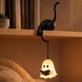 thumbnail image 4 of Halloween Night Light - Black Cat Hanging Ghost Reading Night Light, Whimsical Halloween Shelf Decor Lamp, Ornament Light for Bookshelf Tabletop Home Holiday Decoration by XSAOP, 4 of 5