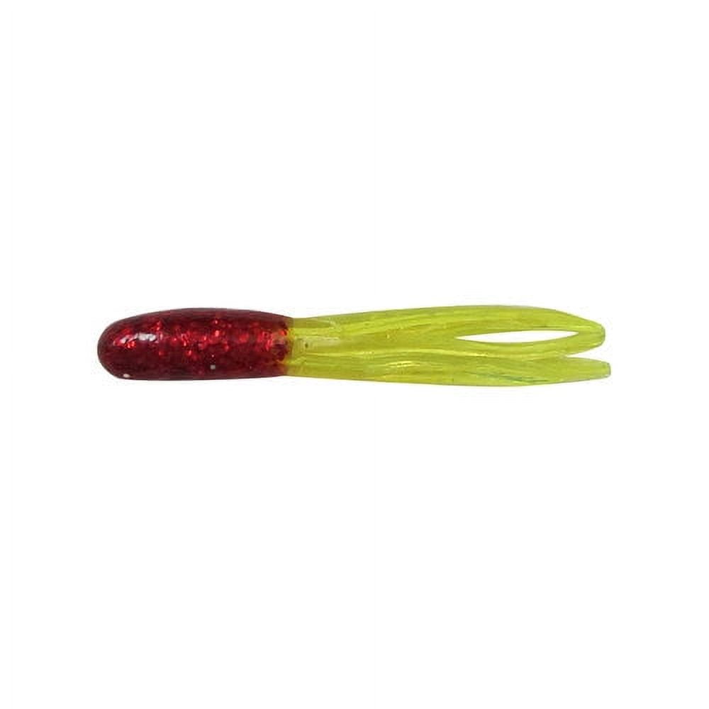 (6 pack) Creme 1.5" Mini Tail Lure, Red Glitter & Chartreuse