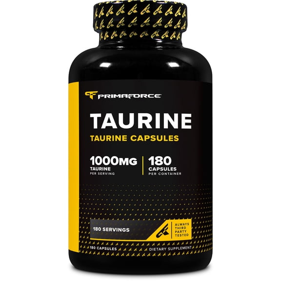 PrimaForce Taurine 1000mg Capsules, 180 Caps, Non-GMO & Gluten Free Supplement
