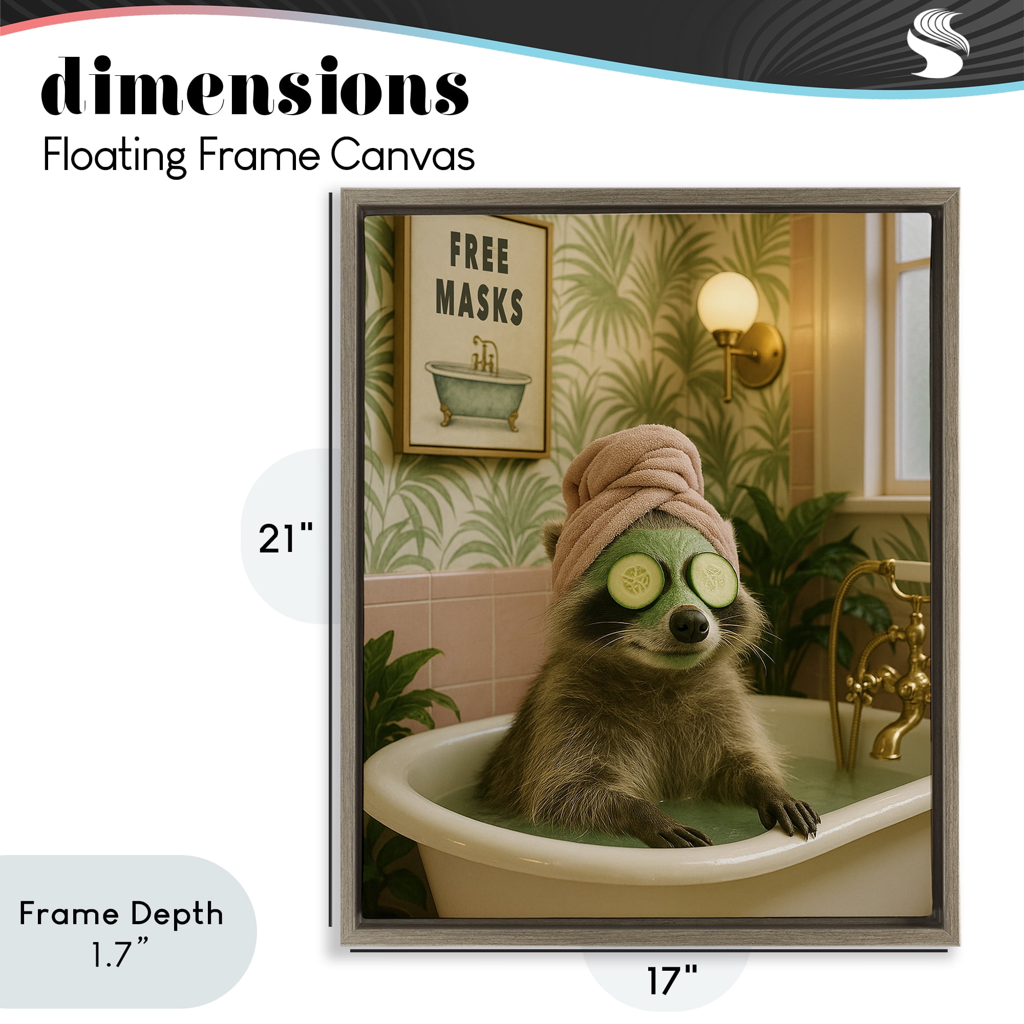 Stupell Industries Raccoon Spa Day Bath Brown Framed Floater Canvas Wall Art, design by Grotto Studios