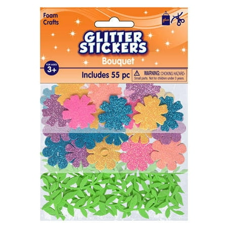 Foam Glitter Bouquet Stickers