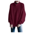 thumbnail image 5 of Xijirk Women's Pullover Sweaters Off Shoulder Long Sleeve Loose Knitted Casual Cozy Women's Pullover Sweaters for Winter Wear,Red,2XL, 5 of 7