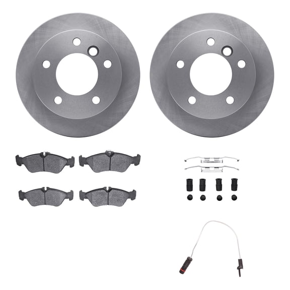 Dynamic Friction Company Rear Brake Rotors with Heavy Duty Brake Pads includes Sensor and Hardware 6222-40002