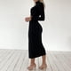 thumbnail image 5 of Vestido de punto para mujer, conjunto de dos piezas, top de cuello alto y falda de punto, falda lápiz, conjunto de 2 piezas ajustado elástico, vestido de suéter, vestido de otoño, vestido, 5 of 5
